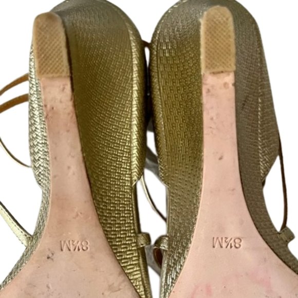 Badgley Mischka Melaney II Gold Embossed Leather Strappy Sandals - 8.5 M - Picture 11 of 12